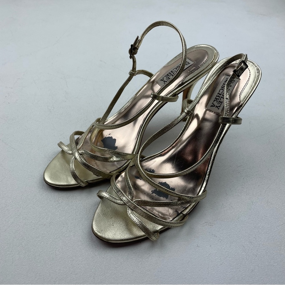 Badgley Mischka Metallic Strappy Sandals Silver Women’s Size 9 M